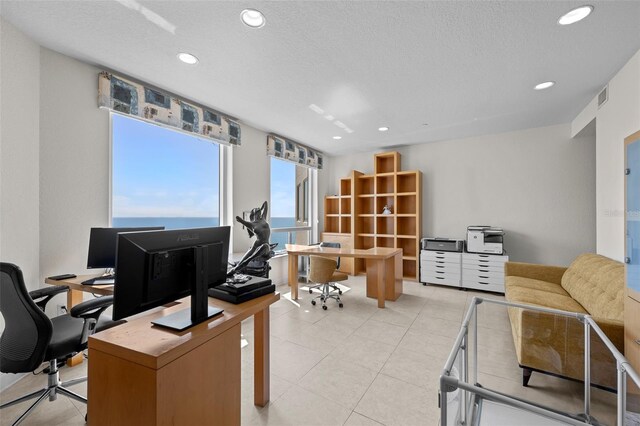 1170 Gulf Blvd Unit 2101, Clearwater Beach, FL 33767 - office space featuring recessed lighting, a textured ceiling, and light tile patterned floors