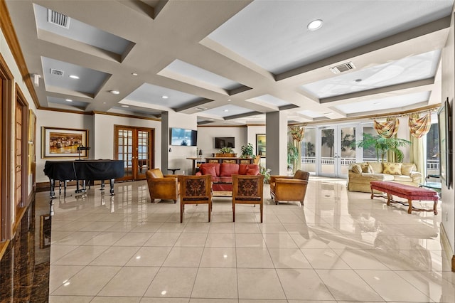 1170 Gulf Blvd Unit 2101, Clearwater Beach, FL 33767 - lobby with coffered ceiling and beamed ceiling
