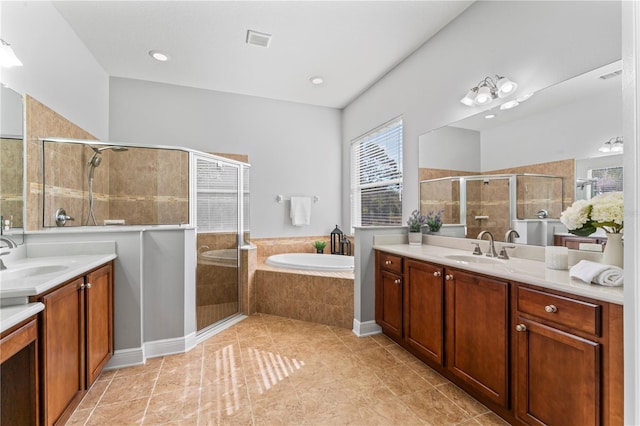 10517 Palm Cove Ave, Tampa, FL 33647 - full bathroom with a sink, a stall shower, and a wealth of natural light