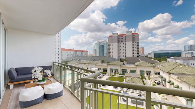 balcony with a view of city