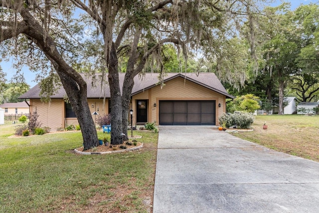 7120 N Croton Pt, Hernando, FL 34442 - view of front of house with concrete driveway, an attached garage, roof with shingles, and a front lawn