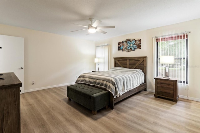 7120 N Croton Pt, Hernando, FL 34442 - bedroom featuring baseboards, ceiling fan, and light wood-type flooring