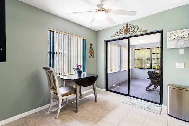 7120 N Croton Pt, Hernando, FL 34442 - interior space with baseboards, a ceiling fan, and light tile patterned floors
