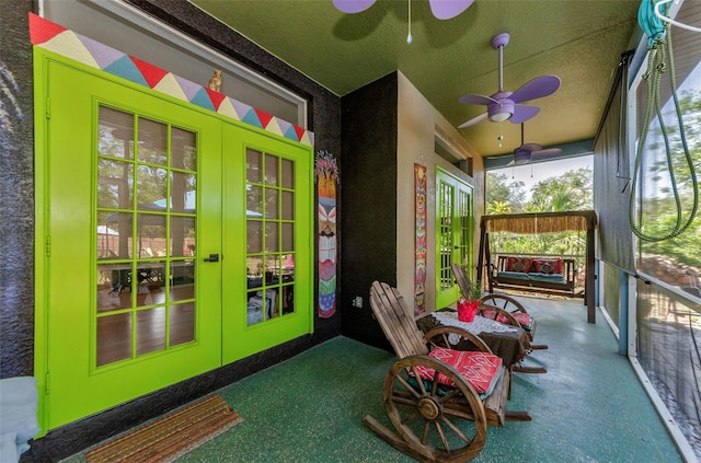12923 Colony Rd, Hudson, FL 34669 - sunroom / solarium with french doors and a ceiling fan