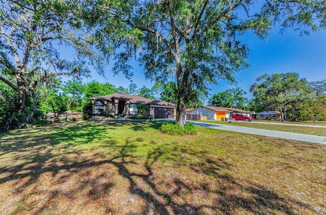 12923 Colony Rd, Hudson, FL 34669 - ranch-style house featuring a garage, concrete driveway, and a front yard
