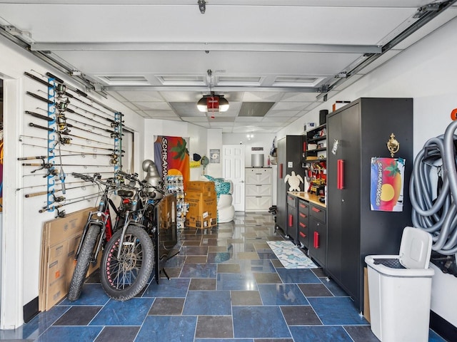 garage with a garage door opener