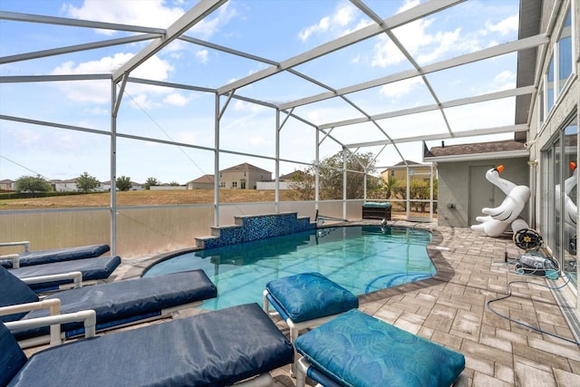pool with a patio area
