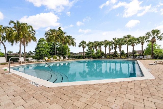 pool featuring a patio area