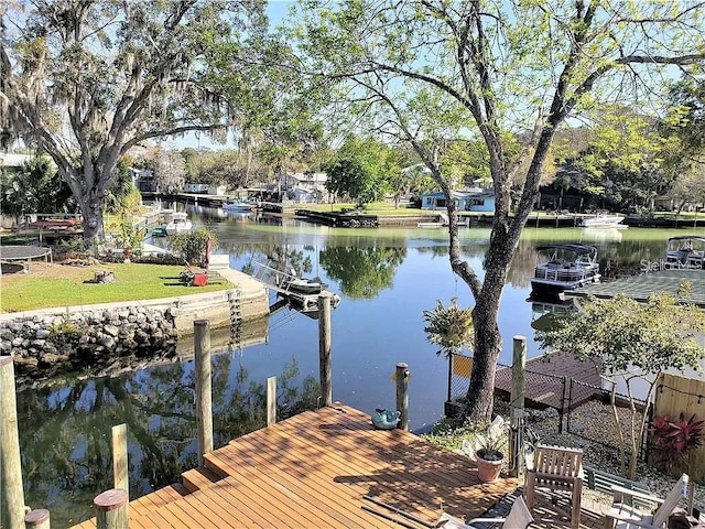 dock area featuring a water view