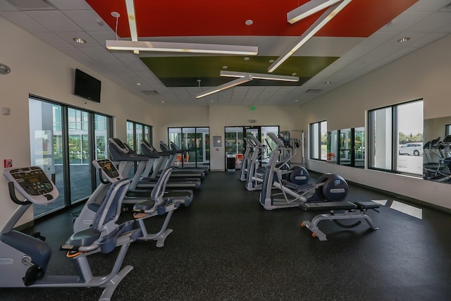 gym featuring a wealth of natural light