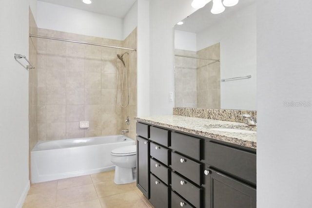 9309 Tradewater Oaks Ct, Riverview, FL 33578 - full bathroom featuring toilet, tile patterned flooring, tub / shower combination, and vanity