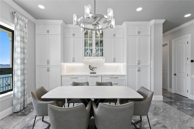 5939 Bayview Cir S, Gulfport, FL 33707 - dining space featuring recessed lighting and marble finish floor