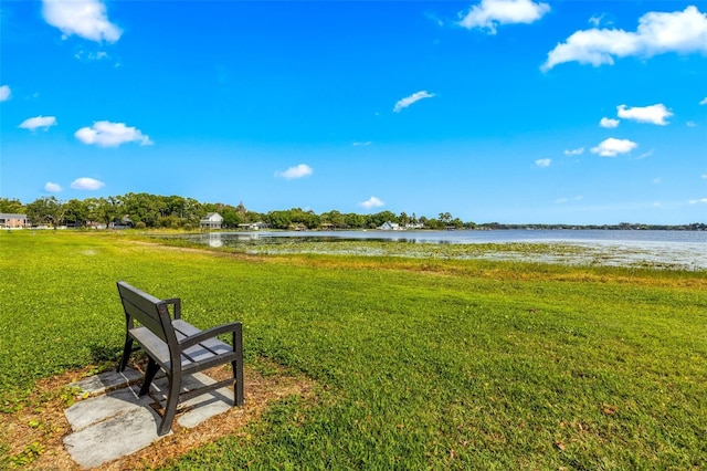 view of yard featuring a water view