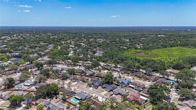 1005 Cameo Crest Ln, Valrico, FL 33596 - aerial view of property and surrounding area featuring nearby suburban area and a forest