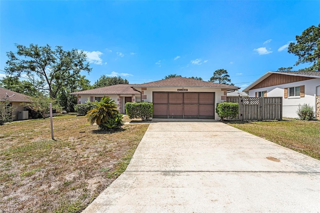 64 Sj Kellner Blvd, Beverly Hills, FL 34465 - ranch-style house featuring an attached garage, driveway, central AC unit, and stucco siding