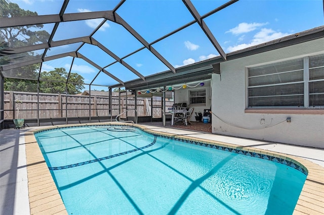 64 Sj Kellner Blvd, Beverly Hills, FL 34465 - view of swimming pool with fence, a patio, and glass enclosure