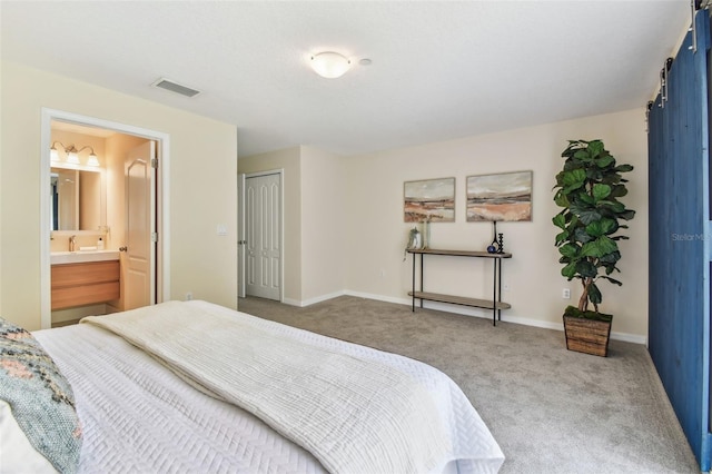 2547 Lexington Oak Dr, Brandon, FL 33511 - carpeted bedroom featuring baseboards, a closet, ensuite bath, and a sink