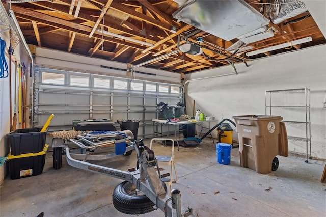 garage with a garage door opener