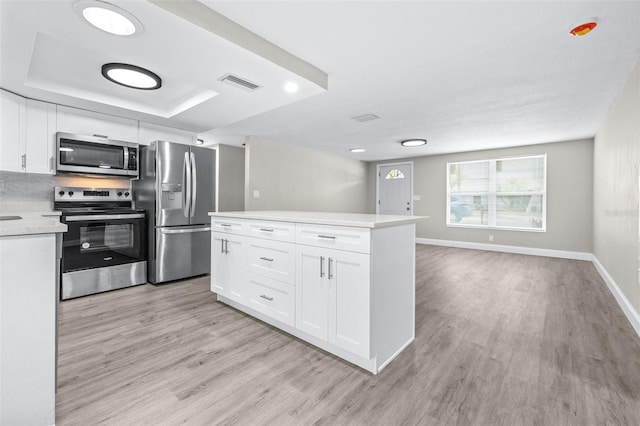 13926 Helen Ave, Hudson, FL 34667 - kitchen with visible vents, appliances with stainless steel finishes, white cabinets, and light wood-type flooring