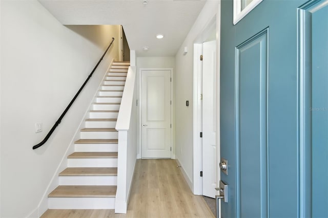 2123 1st Ave N, Saint Petersburg, FL 33713 - stairs featuring wood finished floors, recessed lighting, and baseboards