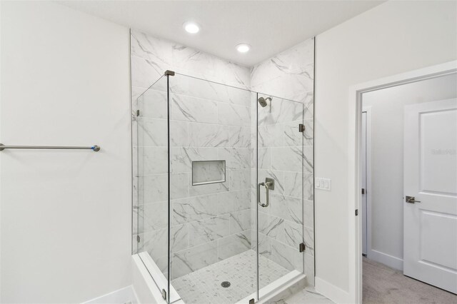 2123 1st Ave N, Saint Petersburg, FL 33713 - full bathroom with baseboards, a stall shower, and recessed lighting
