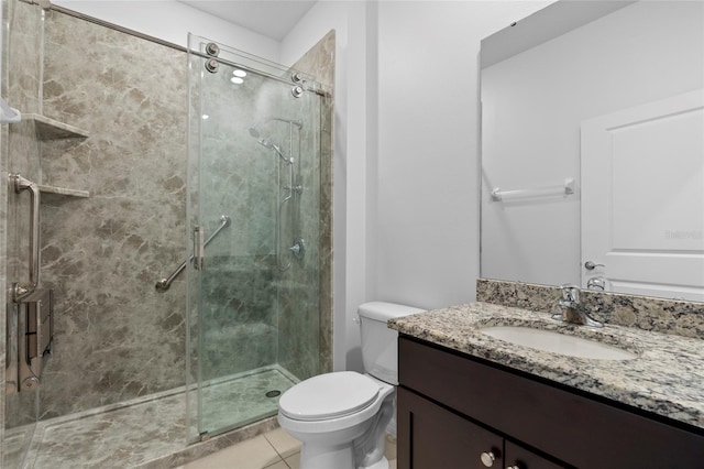 13227 Waterleaf Garden Cir, Riverview, FL 33579 - full bath featuring tile patterned flooring, a stall shower, toilet, and vanity
