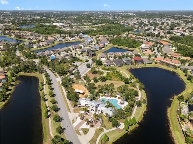 13227 Waterleaf Garden Cir, Riverview, FL 33579 - bird's eye view featuring a water view and a residential view