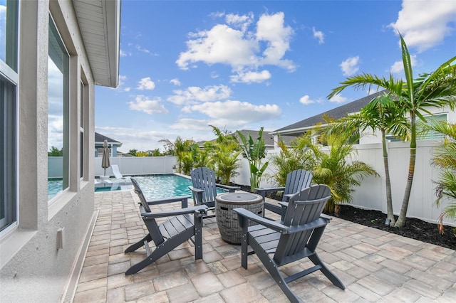 view of patio / terrace with a fenced backyard and a fenced in pool
