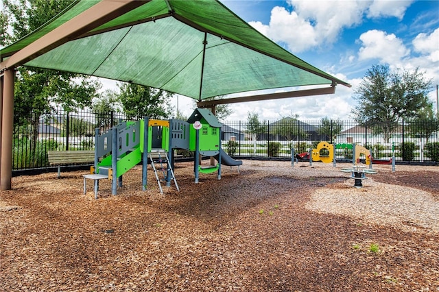 community play area with fence