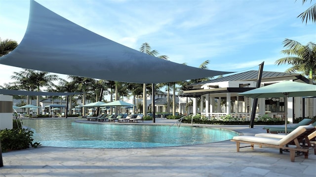 community pool with a patio