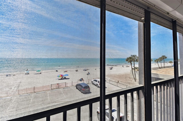 view of water feature featuring a beach view