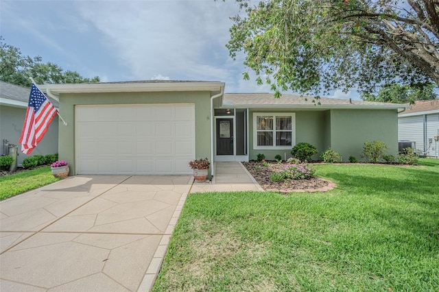 29436 Zeller Ave, San Antonio, FL 33576 - ranch-style home featuring stucco siding, driveway, an attached garage, and a front yard