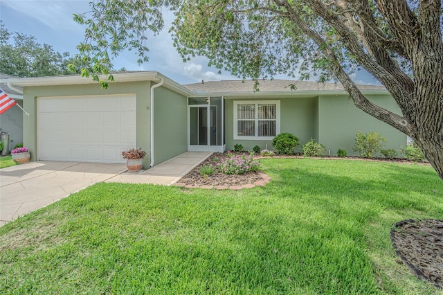 29436 Zeller Ave, San Antonio, FL 33576 - ranch-style home featuring an attached garage, stucco siding, concrete driveway, and a front yard