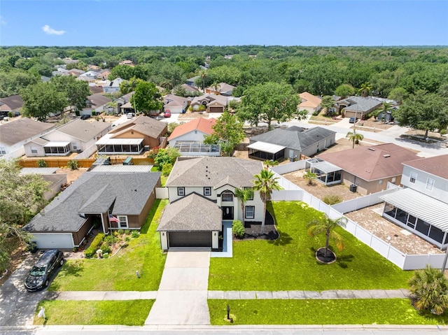 aerial view with a residential view