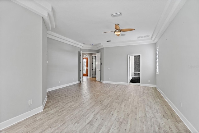 7314 Hunt Club Ln, Seminole, FL 33776 - spare room with ceiling fan, light wood-style floors, ornamental molding, and baseboards