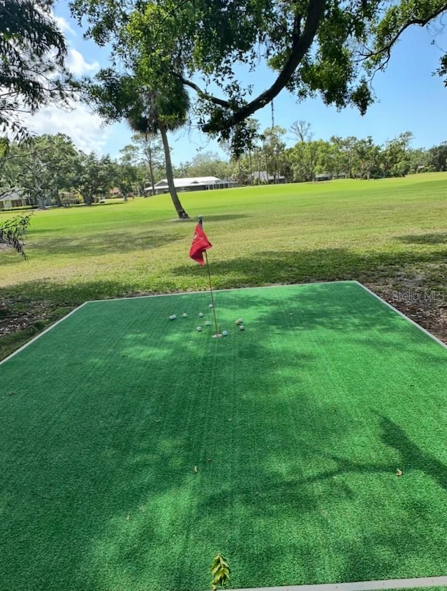view of property's community featuring a lawn