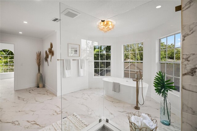 101 Ponce De Leon Blvd, Belleair, FL 33756 - bathroom with a soaking tub, visible vents, baseboards, and recessed lighting