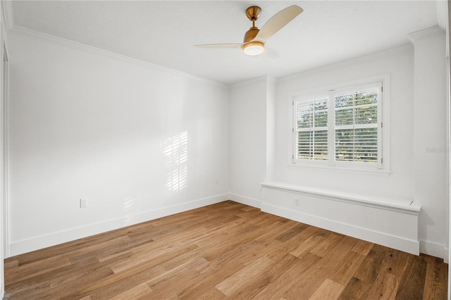 101 Ponce De Leon Blvd, Belleair, FL 33756 - spare room featuring ceiling fan, ornamental molding, baseboards, and light wood-type flooring
