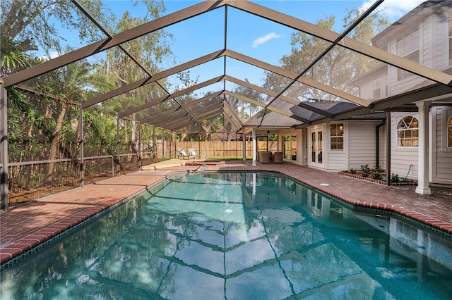 101 Ponce De Leon Blvd, Belleair, FL 33756 - view of swimming pool with french doors, a fenced backyard, a patio area, a lanai, and a fenced in pool