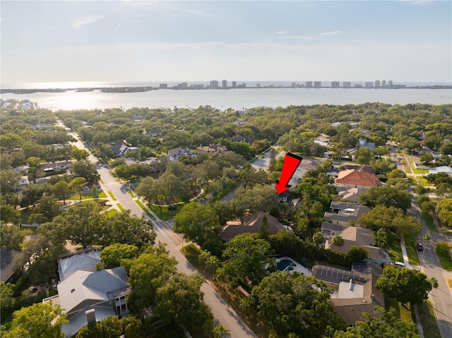 101 Ponce De Leon Blvd, Belleair, FL 33756 - birds eye view of property featuring a water view and a residential view