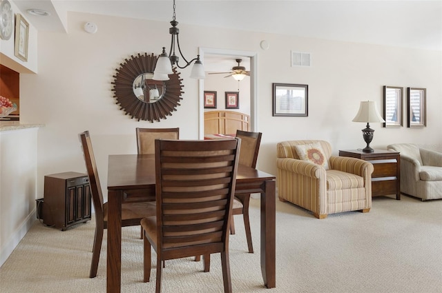 2595 Countryside Blvd Unit 8205, Clearwater, FL 33761 - dining room with light carpet, a ceiling fan, and visible vents