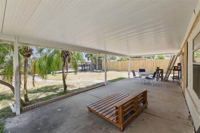 view of patio / terrace with outdoor dining area and a fenced backyard