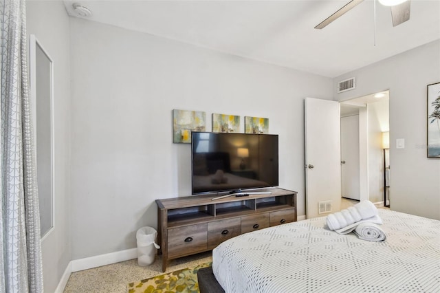 3626 17th St N, Saint Petersburg, FL 33713 - bedroom with baseboards, ceiling fan, visible vents, and speckled floor