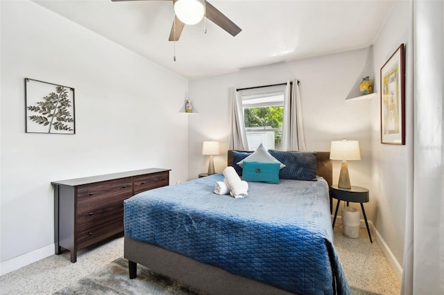 3626 17th St N, Saint Petersburg, FL 33713 - bedroom with baseboards, ceiling fan, and speckled floor