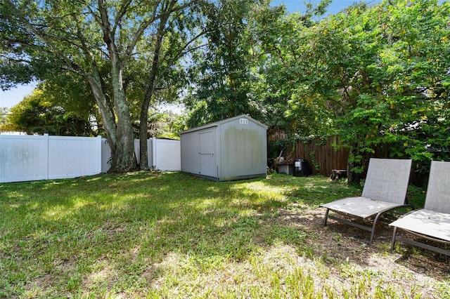 3626 17th St N, Saint Petersburg, FL 33713 - view of yard with an outbuilding, a shed, and a fenced backyard