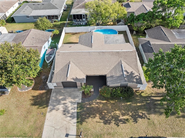 aerial view with a residential view