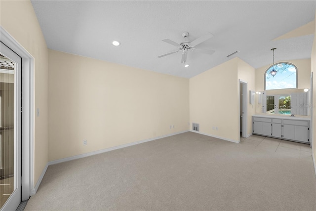 5290 White Sand Cir NE, Saint Petersburg, FL 33703 - unfurnished room featuring light colored carpet, ceiling fan, baseboards, and recessed lighting