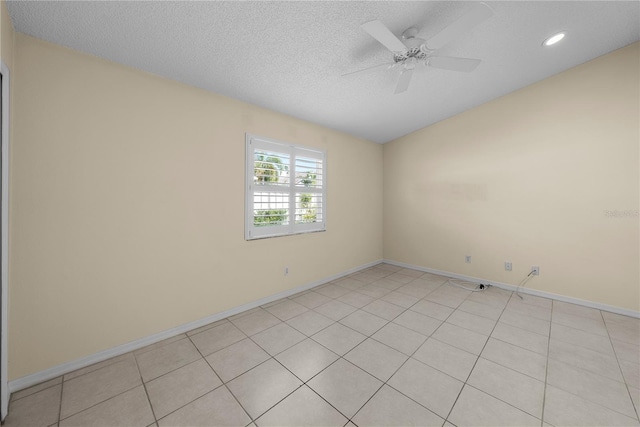 5290 White Sand Cir NE, Saint Petersburg, FL 33703 - empty room with vaulted ceiling, baseboards, recessed lighting, a textured ceiling, and a ceiling fan