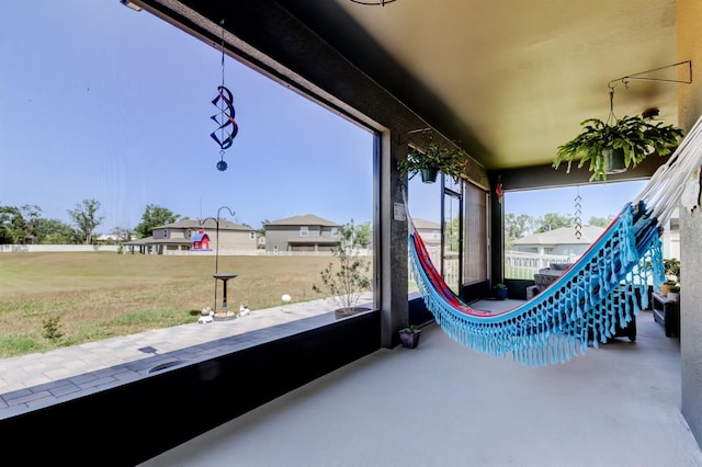 view of patio featuring stairway