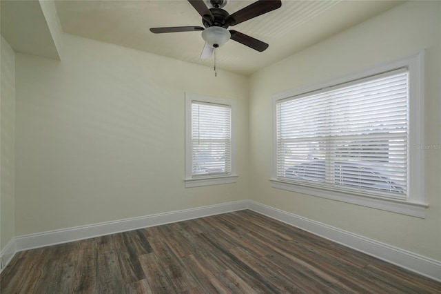 1606 S Arrawana Ave, Tampa, FL 33629 - empty room with baseboards, ceiling fan, and dark wood-type flooring